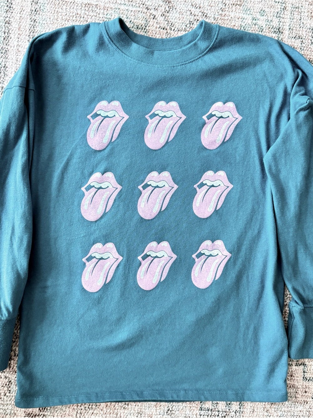 Abercrombie Kids Long Sleeve Graphic Tee with Rolling Stones Graphic